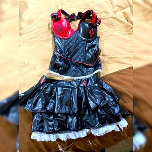 Harley Quinn Red Black Costume Small